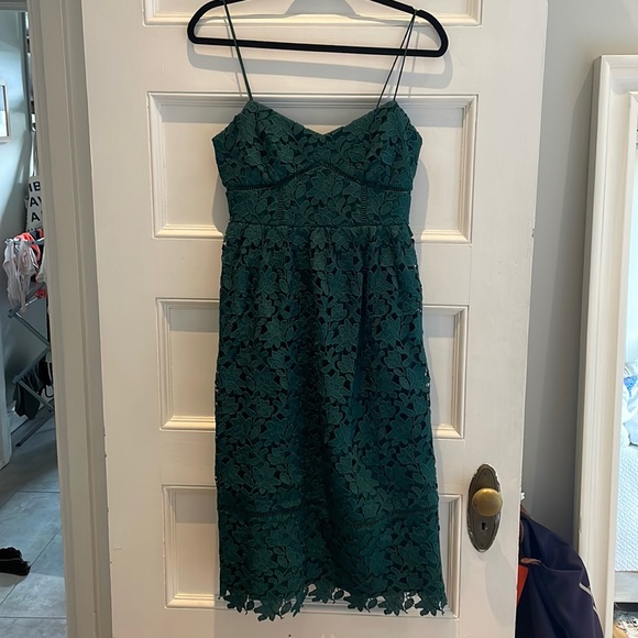 Club Monaco forest green lace midi dress - Picture 1 of 2